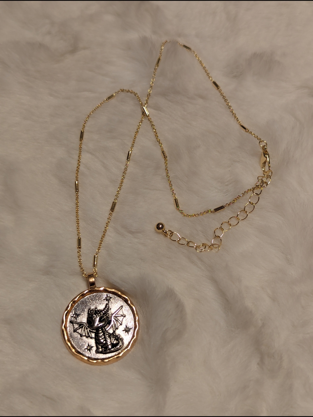 Gold Dragon Medallion Necklace - Gold